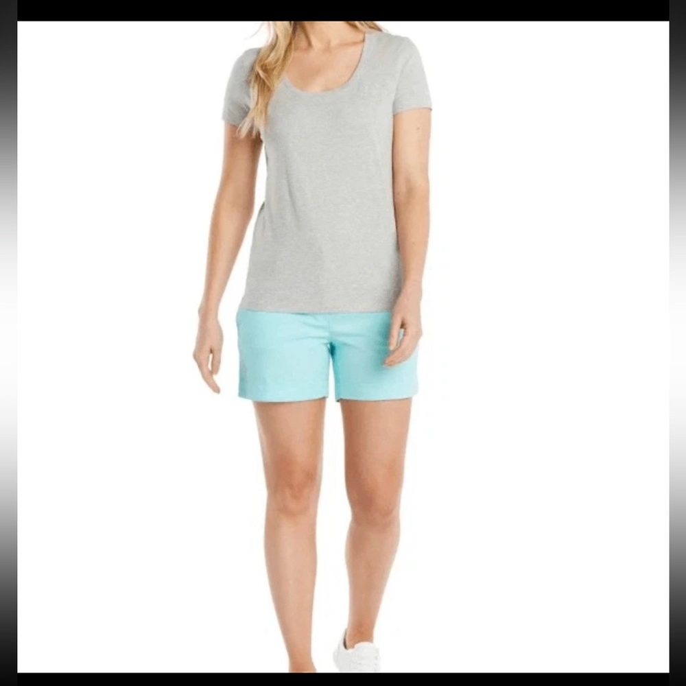 Nautica Comfort Tailored Stretch Cotton Shorts - Aruba Blue - Size 16